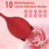 Rose Sex Toy Dildo Vibrator - 2in1 Rose Sex Stimulator for Women with 9 Tongue Licking & Thrusting Dildo G Spot Vibrators